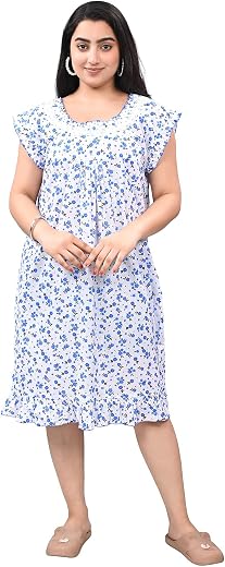 Kripto Katrox Ladies Cotton Printed Midi Short Nighty