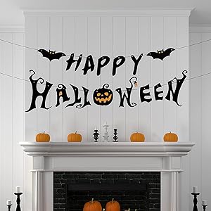 Halloween Party Decorations - Happy Halloween Banner - Halloween Decor Indoor for Home Office Party Fireplace Mantle Garland