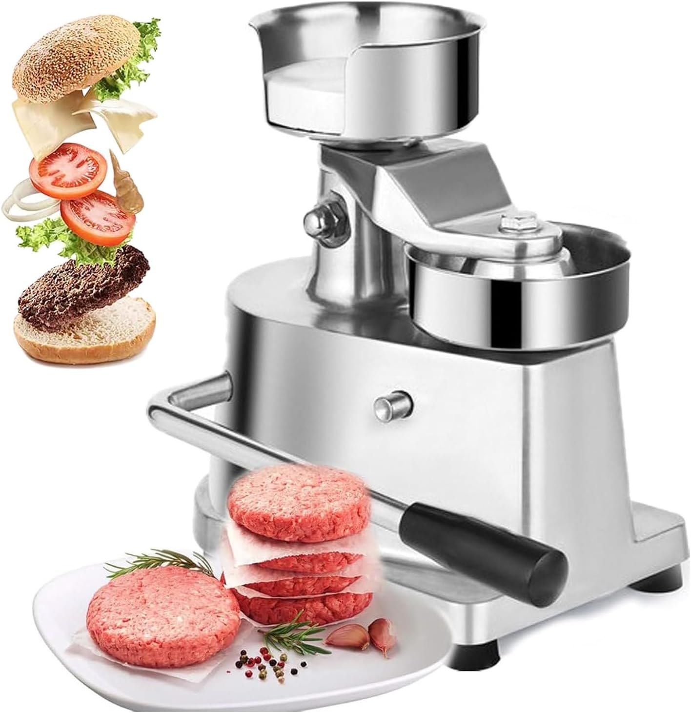 Manual Burger Press Maker - 4" & 5" & 6" Sizes - Commercial Quality Burger Patty Tool - Perfect for Grilling & BBQ - Easy to Use Hamburger Press Machine
