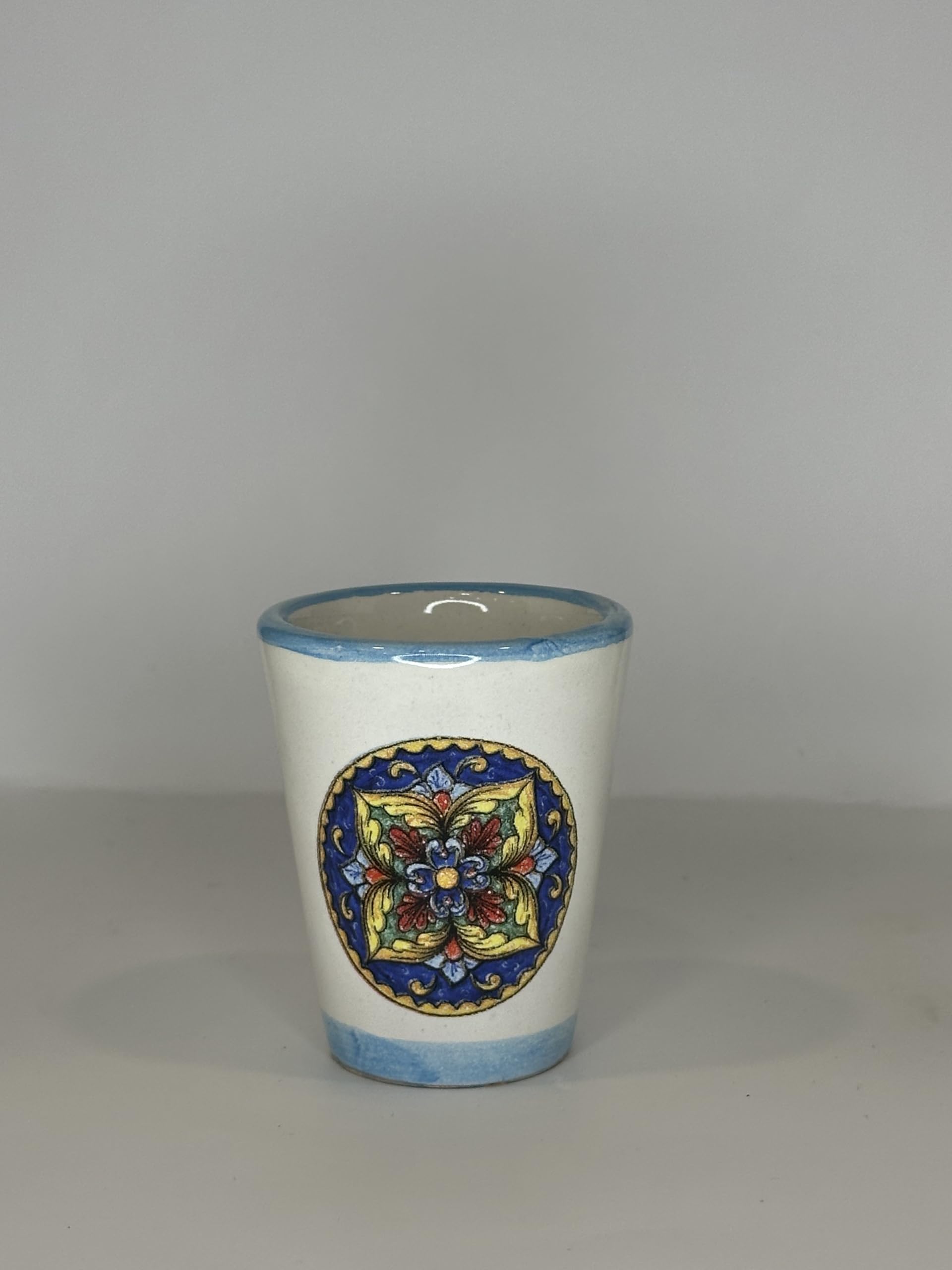 Generico Set de verres à liqueur en céramique artisanale italienne - Peints à la main - Idéal pour Limoncello, Amaro et Café - Décors faïence et citrons (6, majoliques)