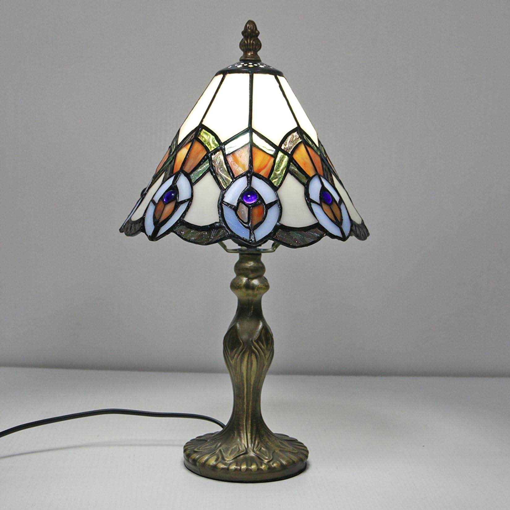 BOTOWI Vintage Tischlampensockel Ersatz, nur Legierung Schreibtisch Leuchtensockel, 15" hoch Geeignet für 8 Zoll Tiffany Stil Buntglas Lampenschirme,H2