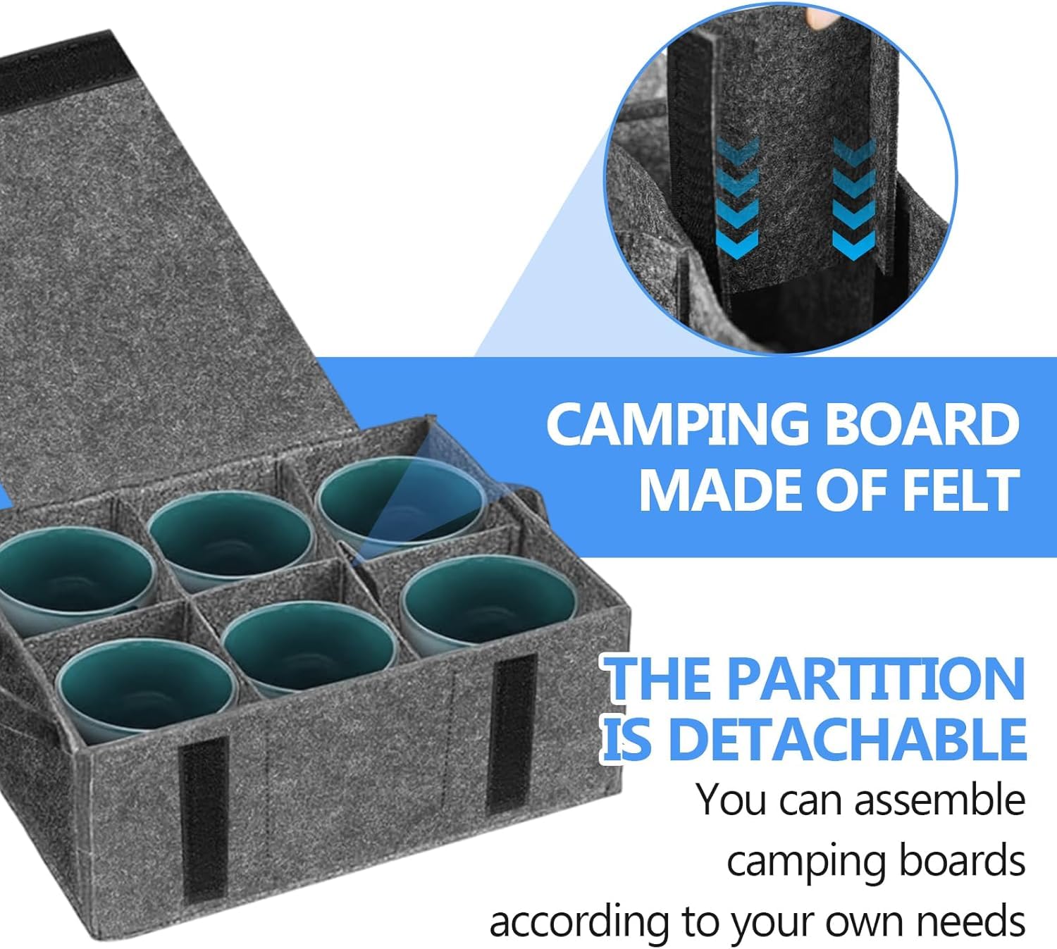 HORREX Portapiatti da Campeggio in Feltro con 8 Scomparti,Supporto per Piatti Cucina In Feltro Portabicchieri Salvaspazio Organizer (Portabicchieri + portapiatti)