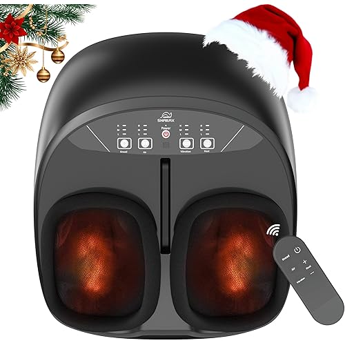 Snailax Foot Massager with Heat, Remote Control, Shiatsu Heated Foot Massager Machine with Deep Kneading, Rolling, Compression, Vibration, Size 13