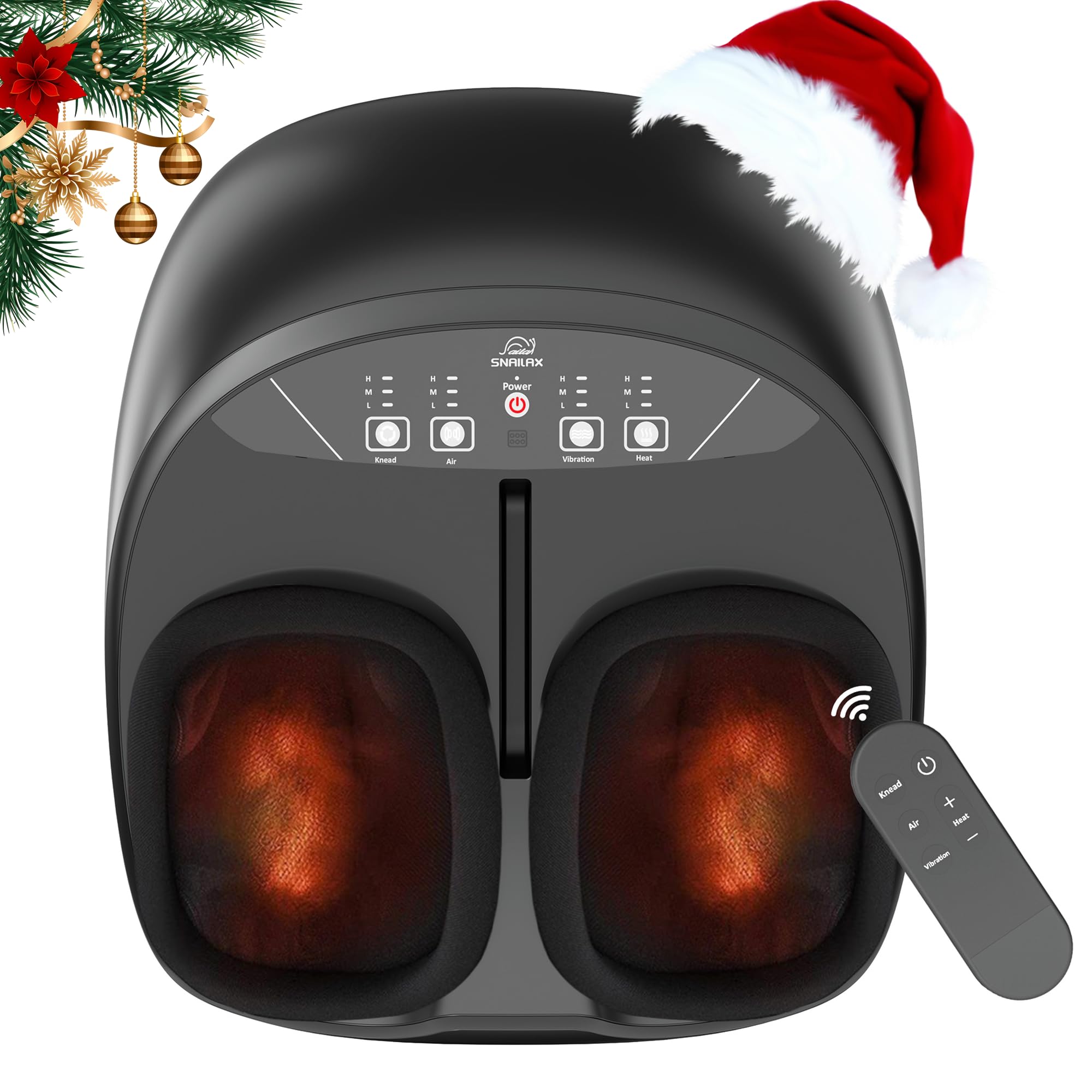 Snailax Foot Massager with Heat, Remote Control, Shiatsu Heated Foot Massager Machine with Deep Kneading, Rolling, Compression, Vibration, Size 13