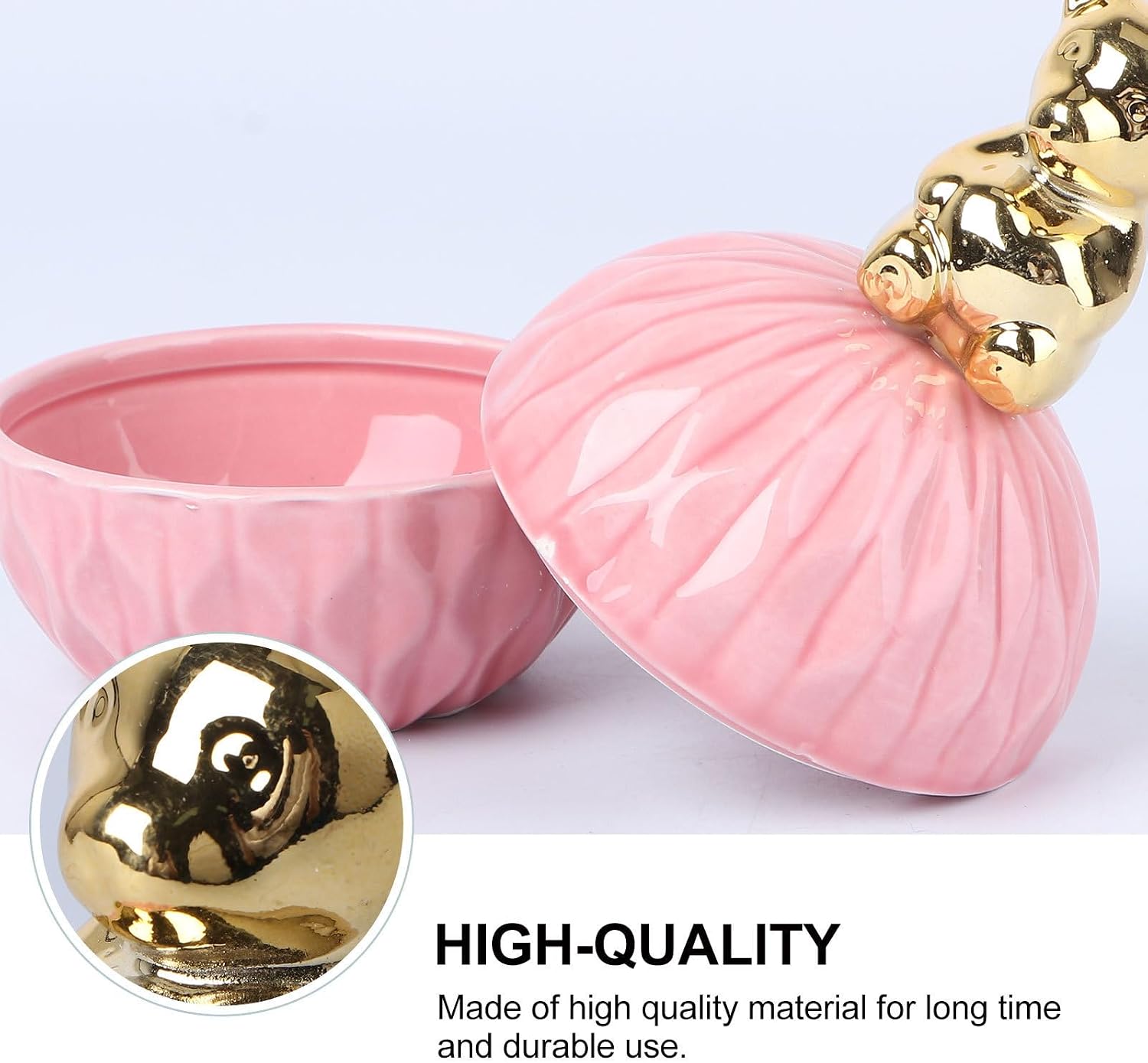 PRETYZOOM Pink Ceramic Candy Box Jewelry Container for Gifts and Fruits image 3