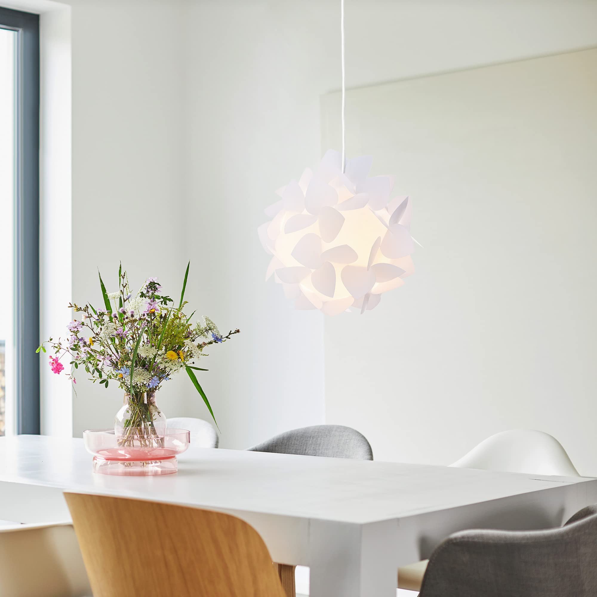 Lampe Puzzle Fleur Kwmobile - Abat-Jour DIY Ø26cm à Monter, Décoration Salon Ou Chambre