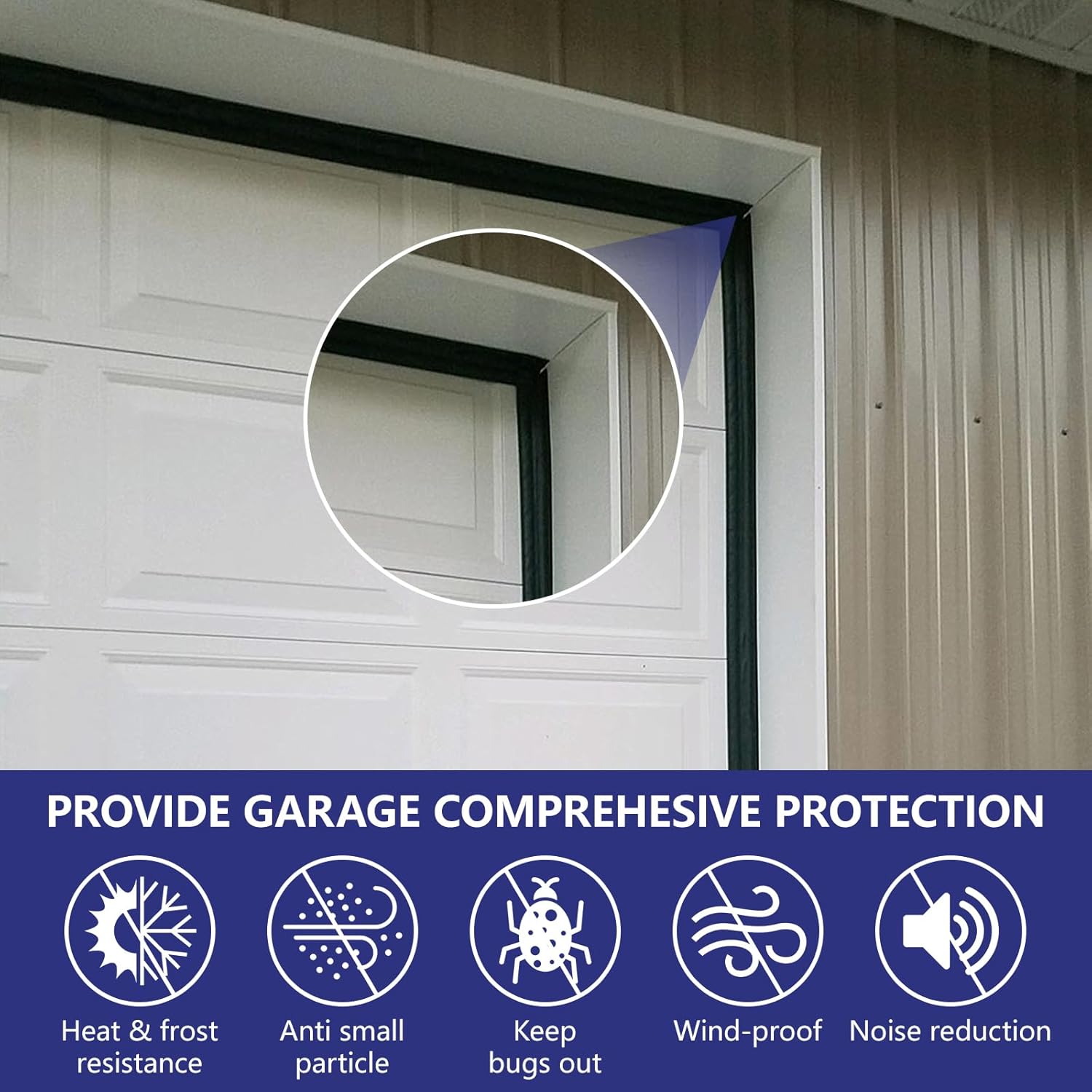 Garage Door Seal Top and Sides, Garage Door Weather Stripping, Universal Weatherproofing Seal Strips Soft and Hard Composite Design with Adhesive Backing and Screws, Black, 34.4FT