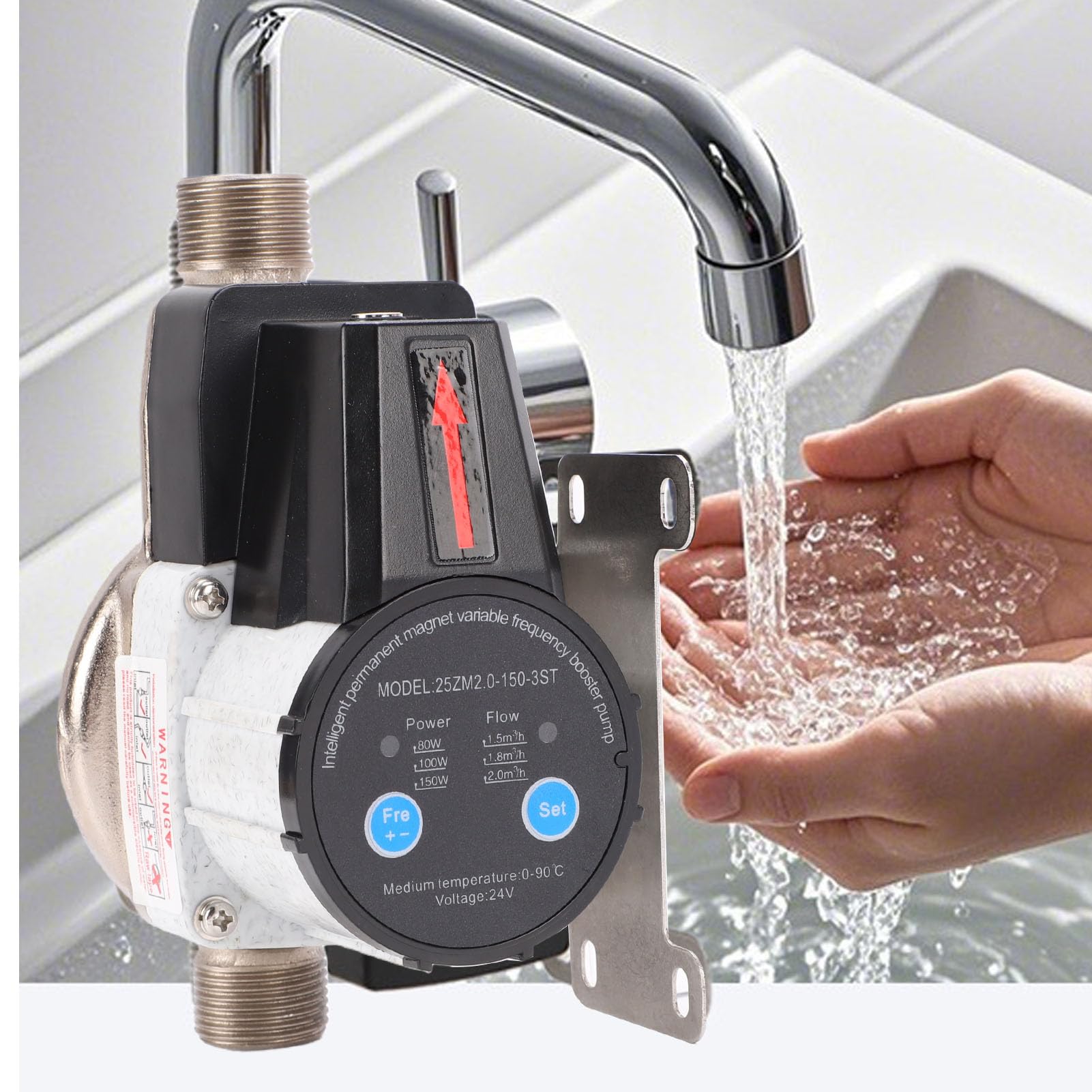 JTLB Pompa Booster Pressione Dell'Acqua, 150 W 2,0 M³/h 18 M Pompa Autoadescante Silenziosa Regolabile a 3 Marce con Filettatura Maschio da 20 Mm per L'irrigazione Domestica di Tutta (Spina UE