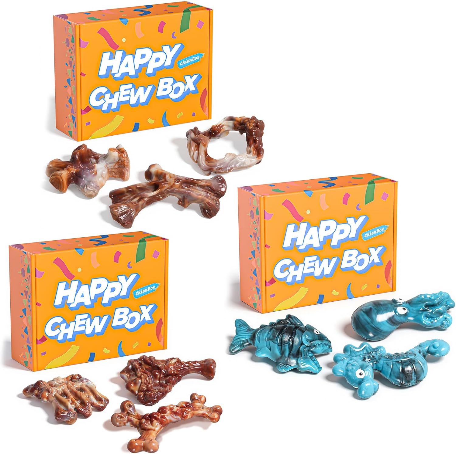 Dog Toys for Aggressive Chewers: Gift Box with 3 Pack Dog Chew Toys, Indestructible Dog Toy for Large Dogs Birthday, Bacon Flavored Chew Toys for Dogs, Tough Dog Toys to Keep Them Busy