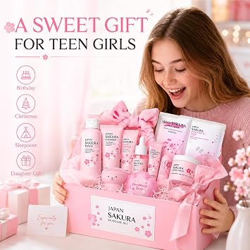 Sakura Skin Care Set for Kids & Teen, Birthday Christmas Gifts,15 PCS