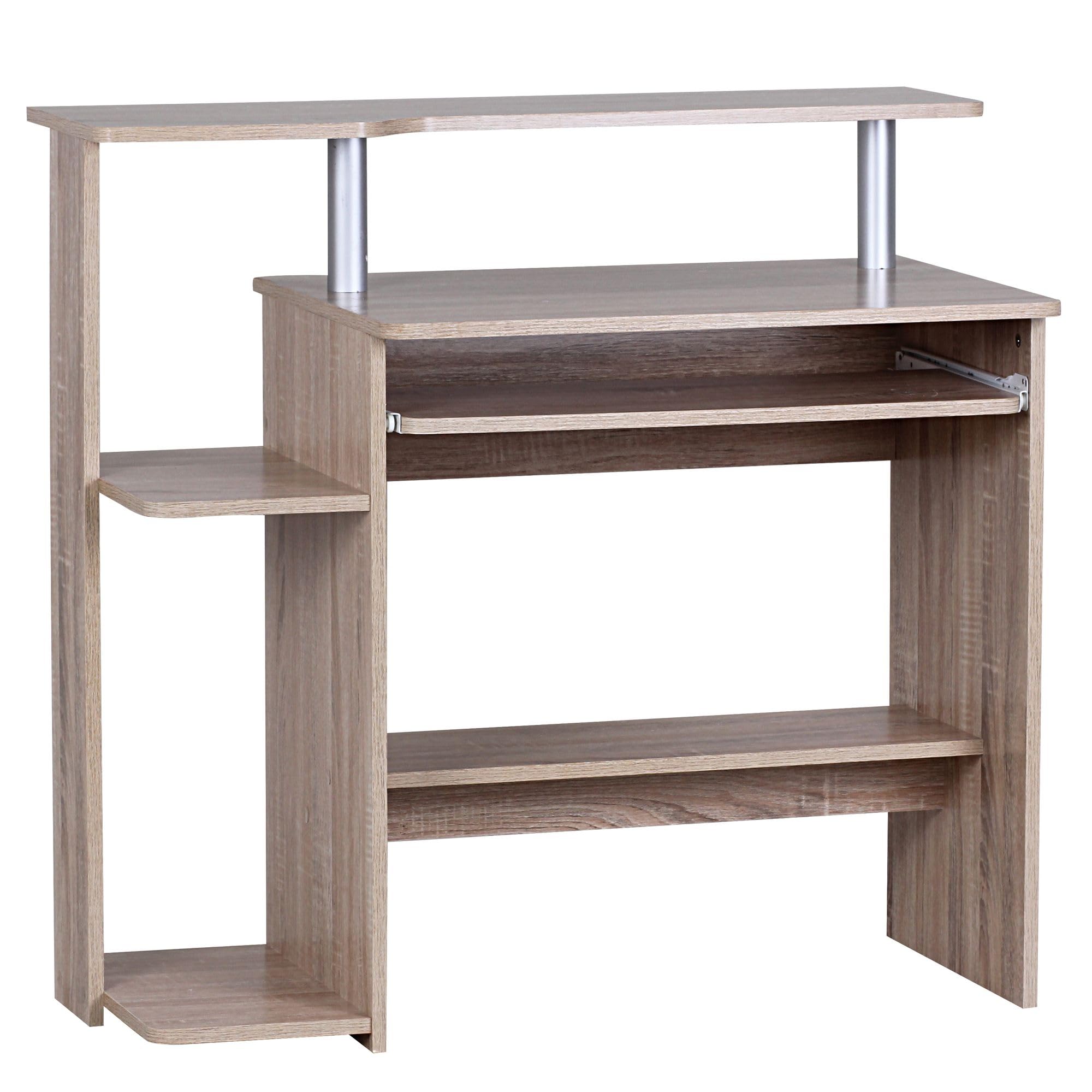 FineBuy Escritorio con Bandeja Extraible 94x48,5x90,5 cm Escritorio Moderno para PC | Mesa de Oficina Mesa de despacho (Sonoma)