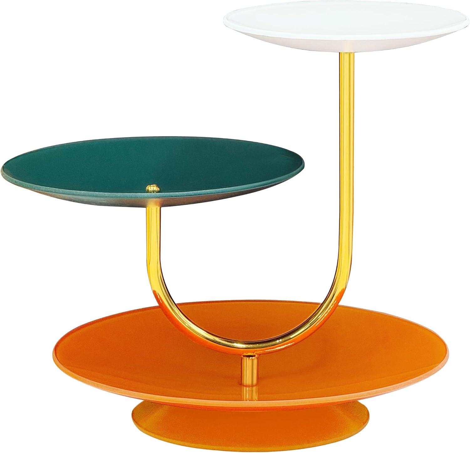 3 Tier Cupcake Stand with Tempered Glass Trays, Modern Gold Tiered Dessert Stand Decorative Serving Tray for Afternoon Tea Coffee Bar Perfume Display, Elegant Tiered Serving Stand Gift (Colorful)