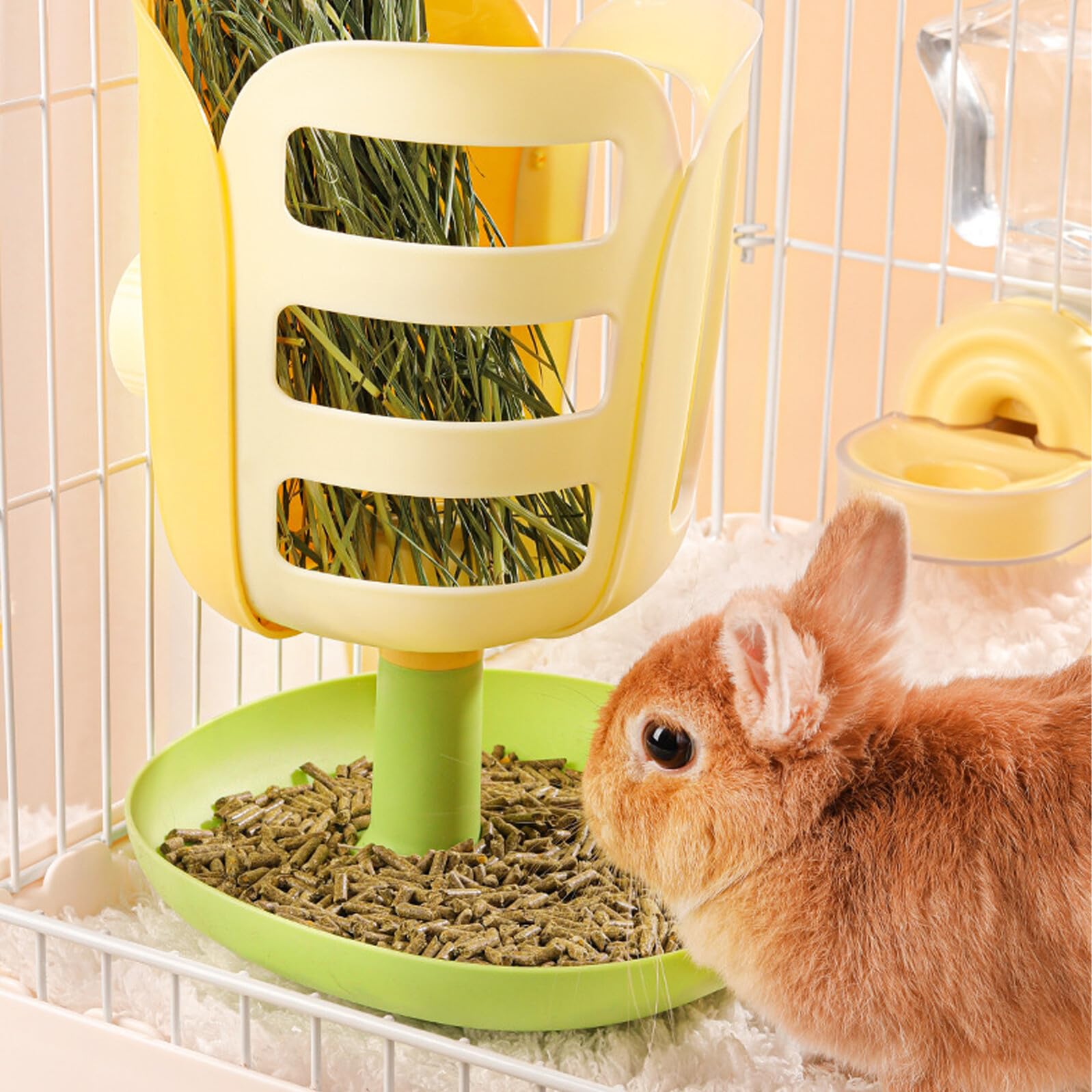 Toyvian Mangiatoia per Conigli a Forma di Tulipano Alimentazione Lenta e Design Sospeso Supporto in Pp, Dispenser Automatico Cibo per Piccoli Animali per Gabbia Pulita