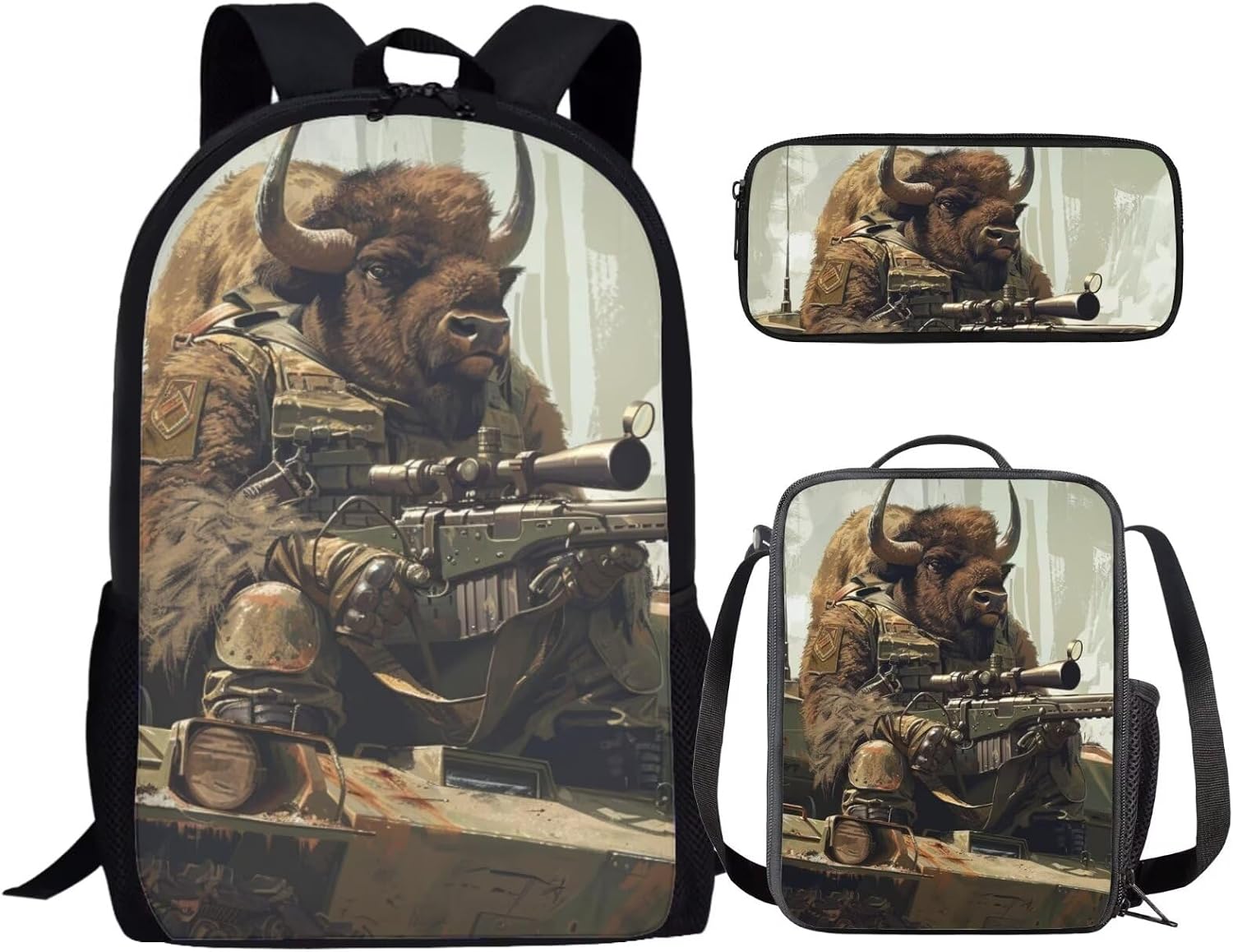 3 Pcs Backpack for Boys Girls Owls Kids School Backpack Sets with Lunch Bag Pencil Case for Elementary Middle High School Students