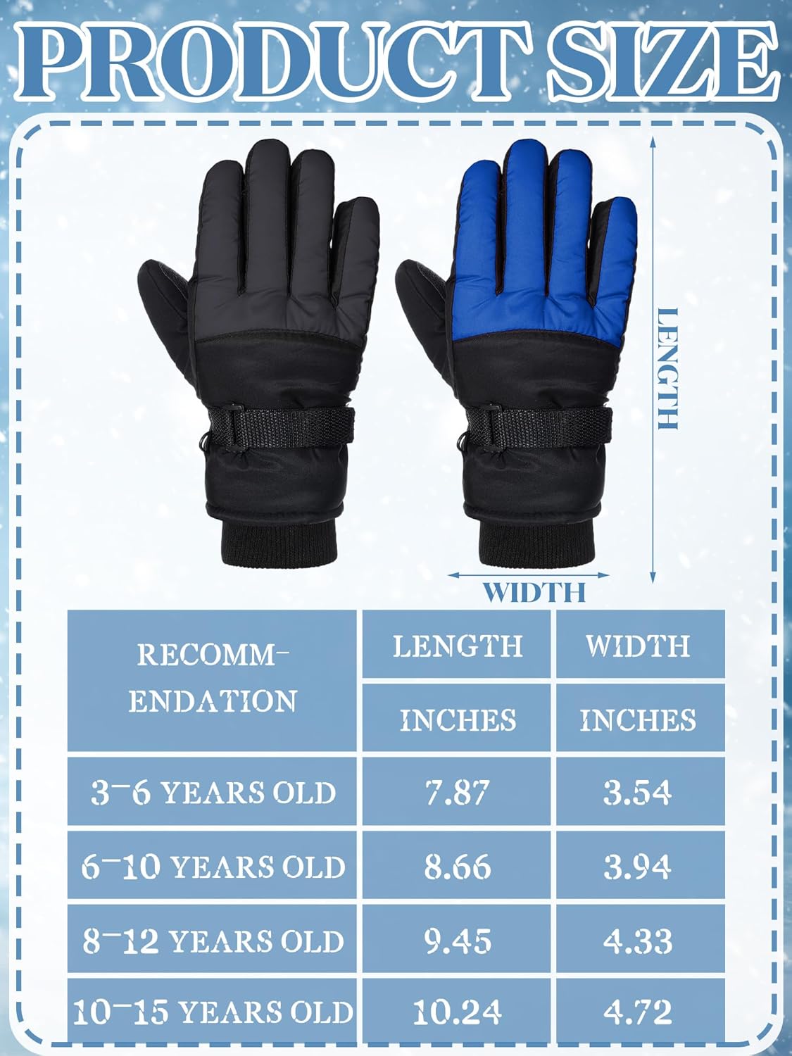 SATINIOR 2 Pairs Kids Waterproof Winter Snow Gloves Ski Gloves for Boy Girl Outdoor Warm Thickening Snowboar - Image 3