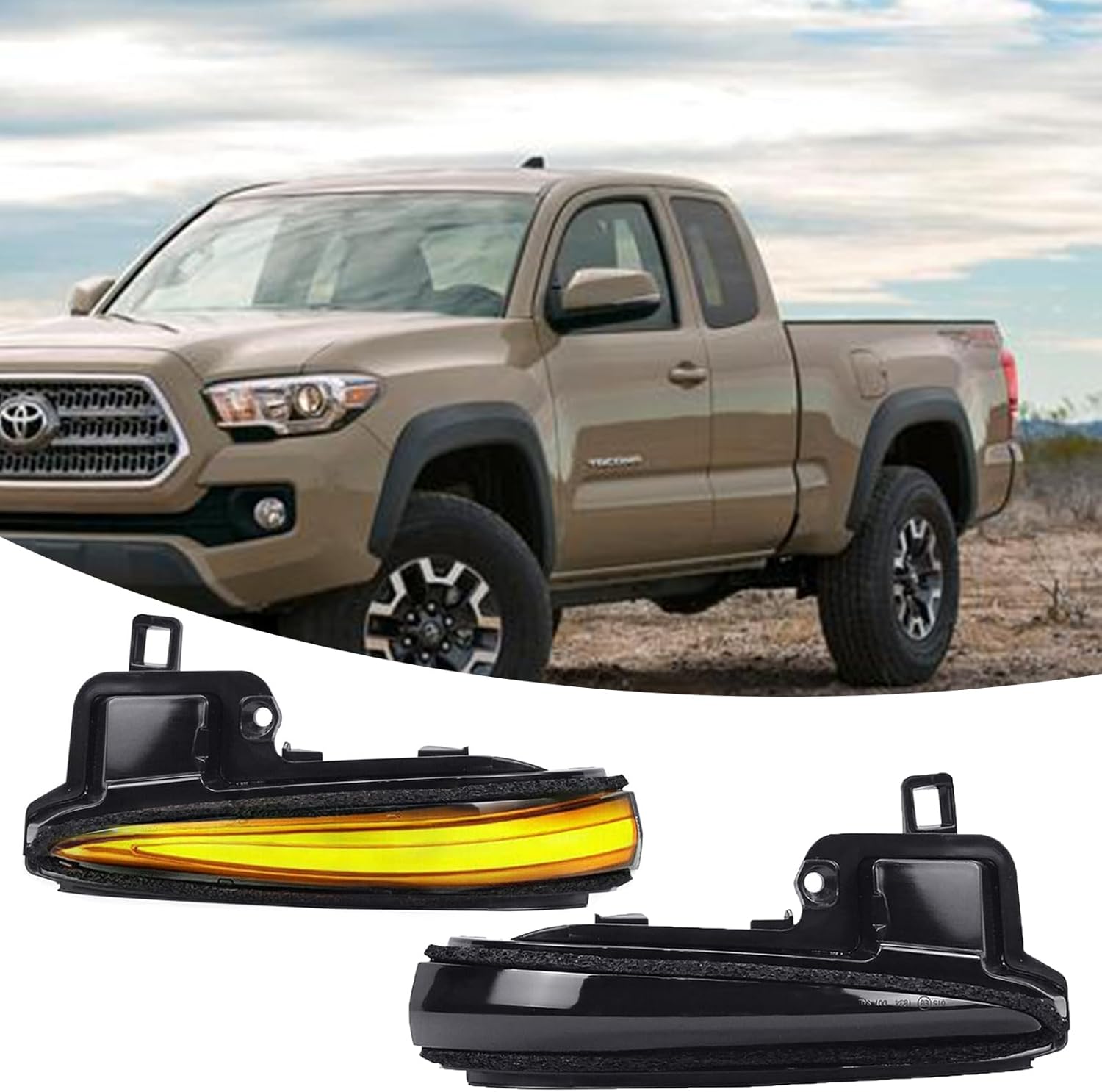 AUTOXBERT Sequential LED Side Mirror Turn Signal Lights for Toyota Tacoma 2016-2023, RAV4 XA50 2019-2024, Highlander XU70 2020-2024, Dynamic Signal Lights Indicator, Set of 2 (Smoked Black Lens)