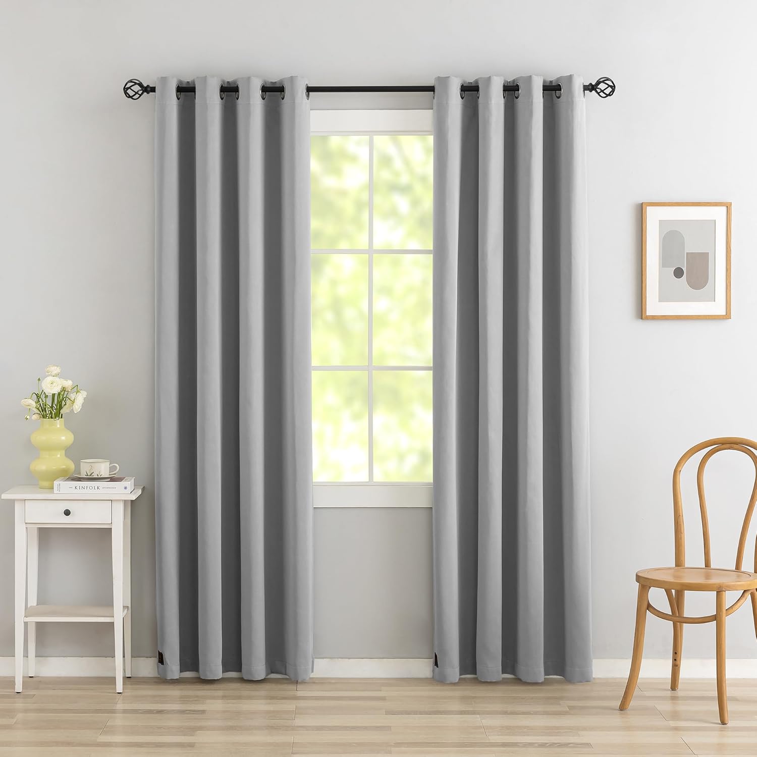 Fire Retardant Blackout Curtains,Set of Two,Meet NFPA701 Test Flame Resistant Curtain for School Classroom, Dorm Nursing Home(2Panel, Beige, 52X72 inch)