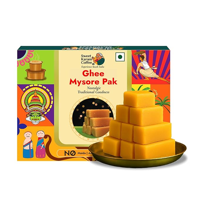 Sweet Karam Coffee Ghee Mysore Pak – 100grams | Traditional South Indian Sweet | Made with Pure Ghee | No Refined Sugar | Soft & Rich Texture | Homemade Mithai | Festive Treat
