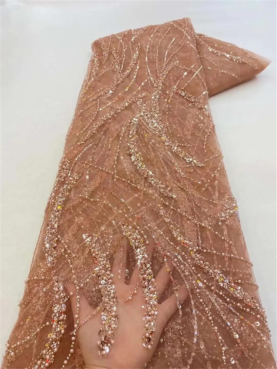 French Tulle Beads Lace Fabric African Lace Fabric 2023 Nigerian Embroidery Lace Fabric for Wedding Sewing