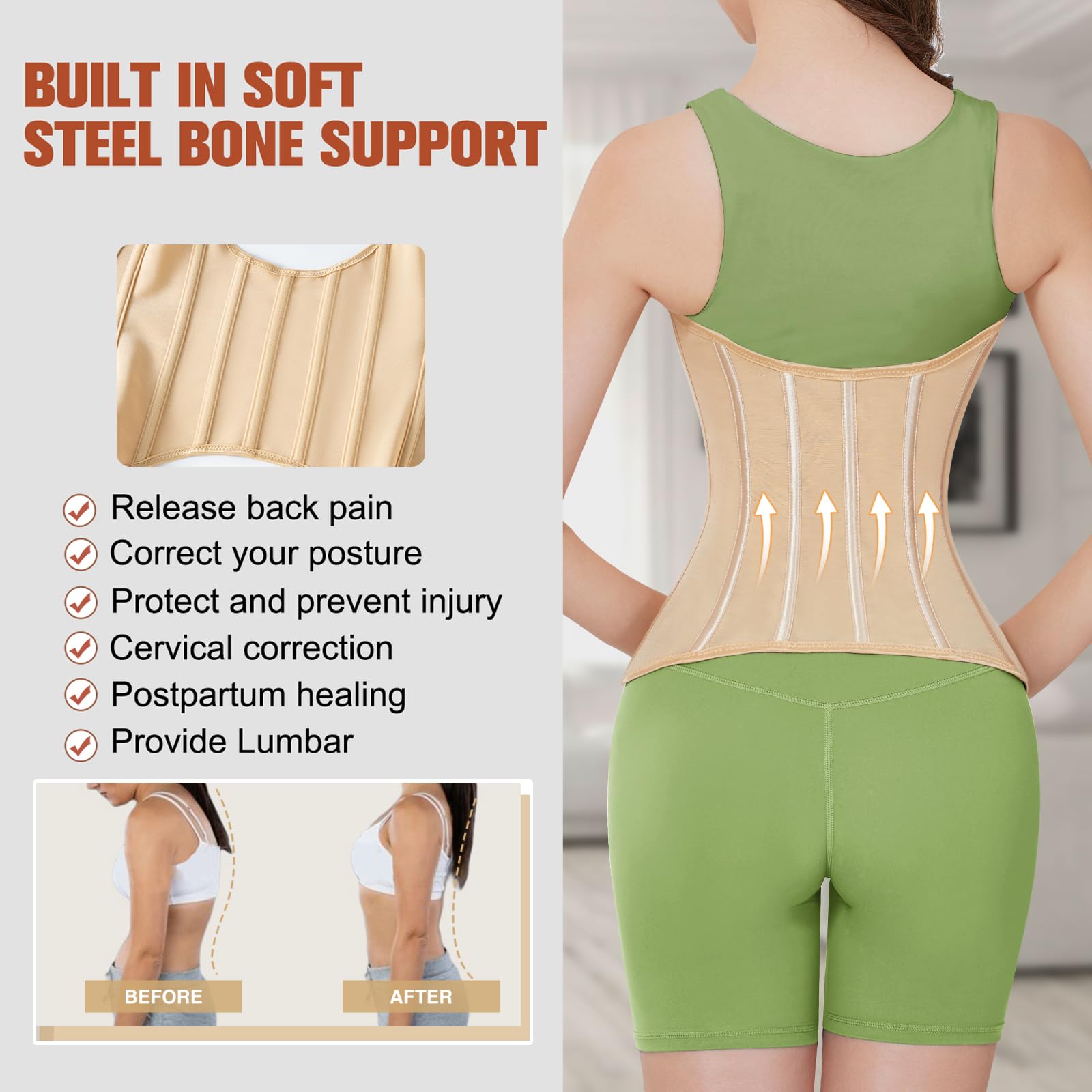 Waist Trainer Donna, Pancera Contenitiva Donna Corsetto Stringivita Fascia Contenitiva Pancia Cintura Post-Parto Cintura Modellante a Forma di U