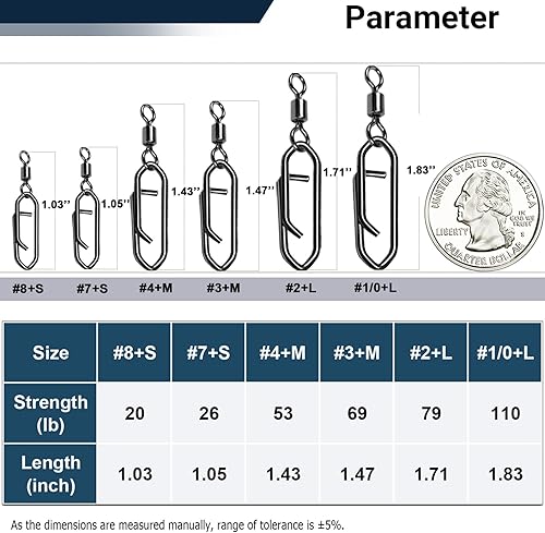 Miniatura 6 de AMYSPORTS Barril de agua salada de alta resistencia Giratorios Aparejos de pesca Conector de línea de acero inoxidable Broches de pesca Cambio