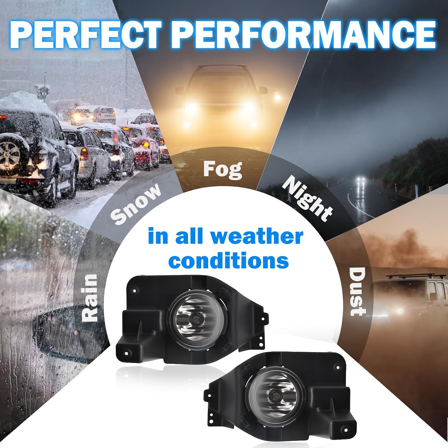 Fog Lights Assemblies Compatible With 2013 2014 2015 Ford Explorer, Front Bumper Fog Lights Driver Side + Passenger Side