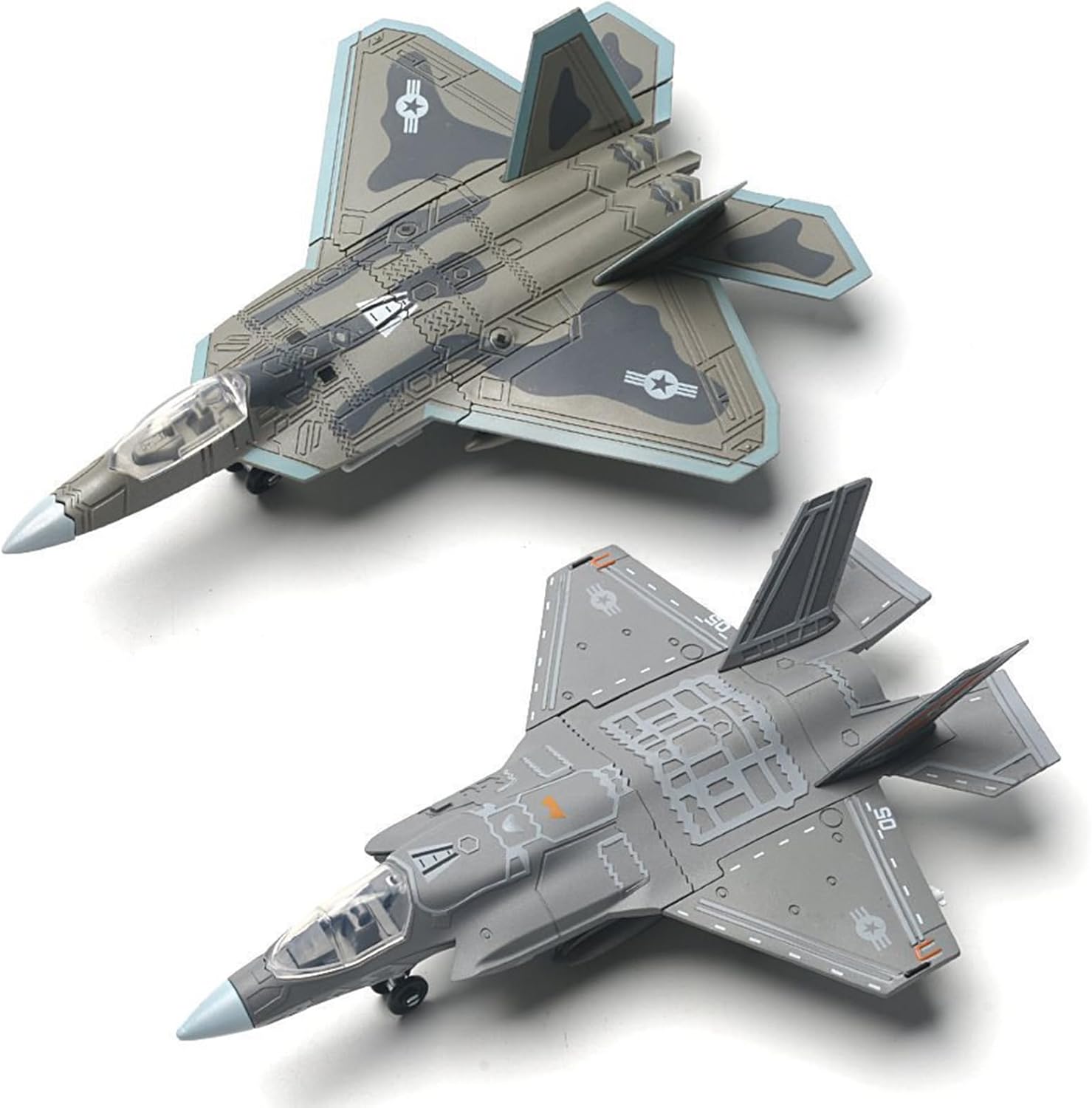 OTONOPI Fighter Jet Toys, 2 Pack Building Block Set, Fighter Jet Quick Build Model Kit F35 & F22 Millitary Airplane, Assembly Aircraft Model with Display Stand, Military Plane Warplane Toy for Kids