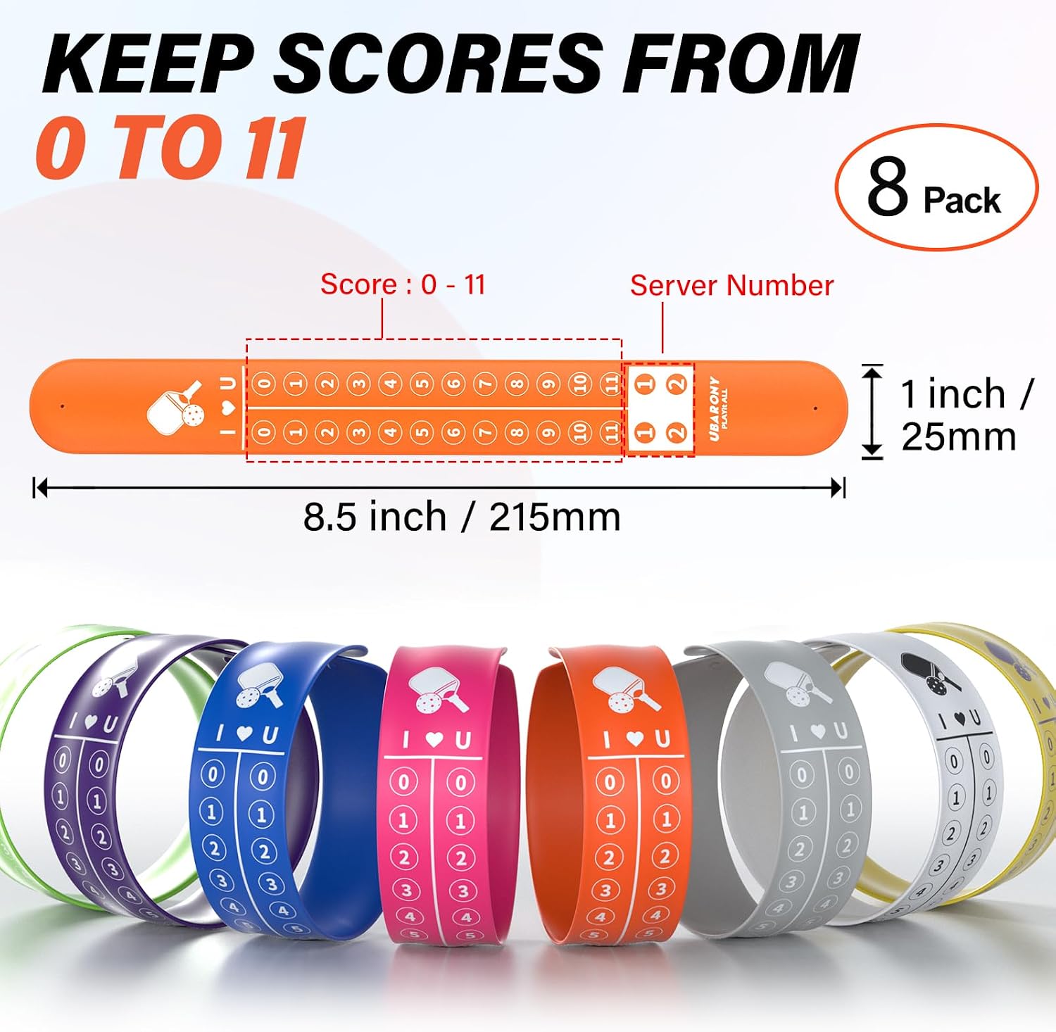 Pickleball Score Keeper, 8 Portable Scoreboard Counter Wristbands image 3