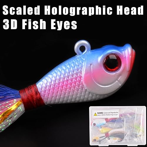 Miniatura 7 de Señuelos de pesca de agua salada, señuelos de pesca de cola de cubo para agua salada, agua dulce, surf, señuelos de pesca para lubina, platija, 5