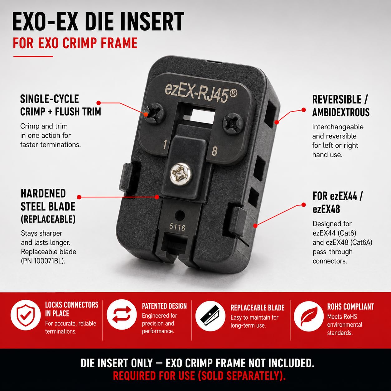 Amazon.com: Platinum Tools 100071C Exo-EX Die For Exo Crimp Frame