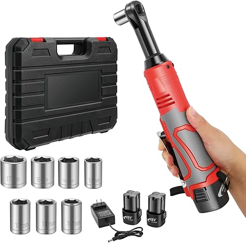 GCCSJ Juego de llaves de trinquete eléctricas, llave de trinquete inalámbrica de 38 pulgadas, kit de herramientas de trinquete eléctrico de 18 V con