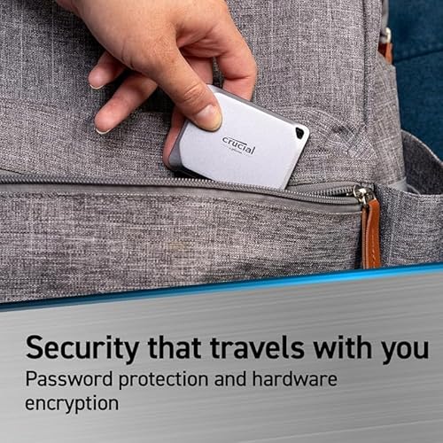 C.rucial X9 1TB Portable SSD - Up to 1050MB/s Read - PC and Mac, Lightweight and Small - USB 3.2 Ext