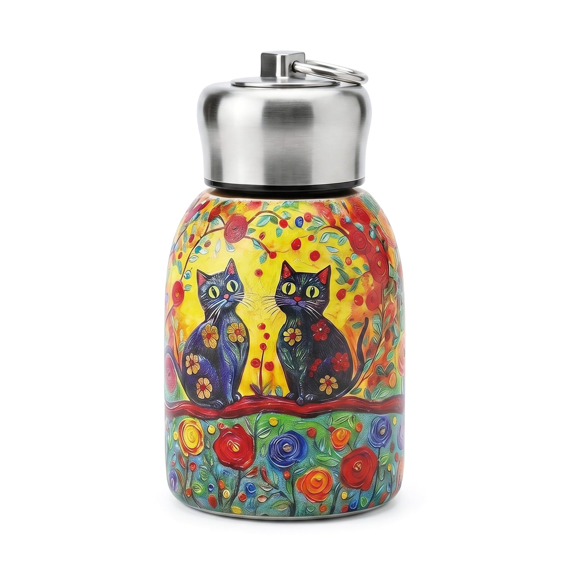 Botella isotérmica Seaboo con diseño de gato y aislamiento de doble pared