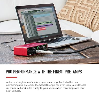 الميكروفونات السحابية، Cloudlifter، CL-1، مضخم الميكروفون وواجهة الصوت Focusrite Scarlett Solo من الجيل الثالث USB، لعازف الجيتار أو المنشد أو البودكاست أو المنتج، صوت جودة الاستوديو