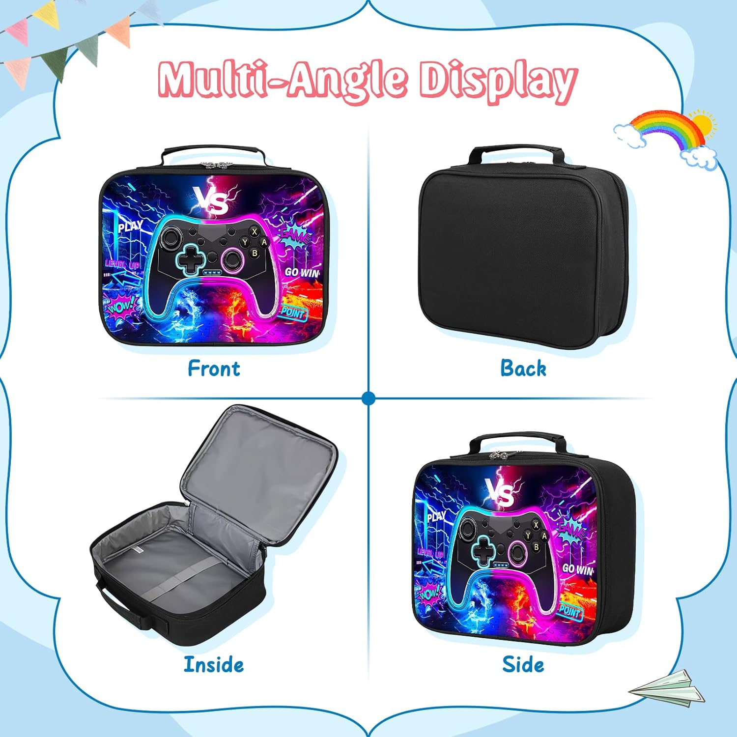 Kids Lunch Box,Small Video Game Lunch Bag Boys Insulated Lunch Bag Reusable Lunch Box for Girls Toddler School Picnic Back to School Gift - Image 6