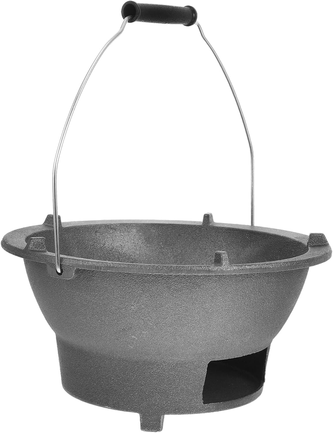 Large Cast Iron Charcoal Stove with Handle and Inner Grill Rack, Portable Tabletop Charcoal Grill for Outdoor Bbq, Camping, Backyard Cooking, Heavy-duty Sturdy Charcoal Fire Pit