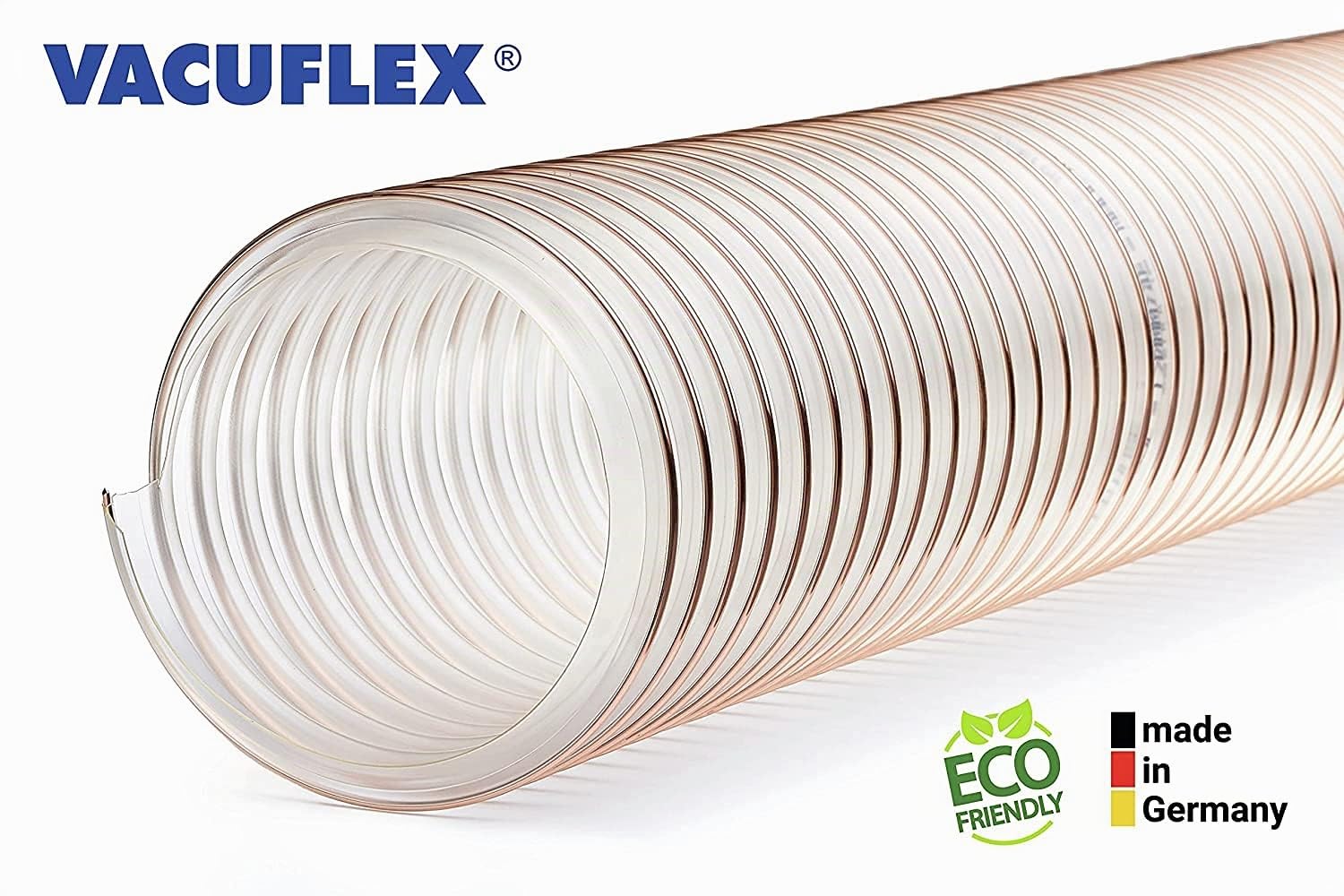 VACUFLEX PU 400 C ECO Manicotto Aspirazione, Tubo di aspirazione in PU 5 m, ID50/51 mm, resistente ai microbi e all'idrolisi, trasparente, 5 m x 51 mm, 0,4 mm, 4 bar, 1 pezzo