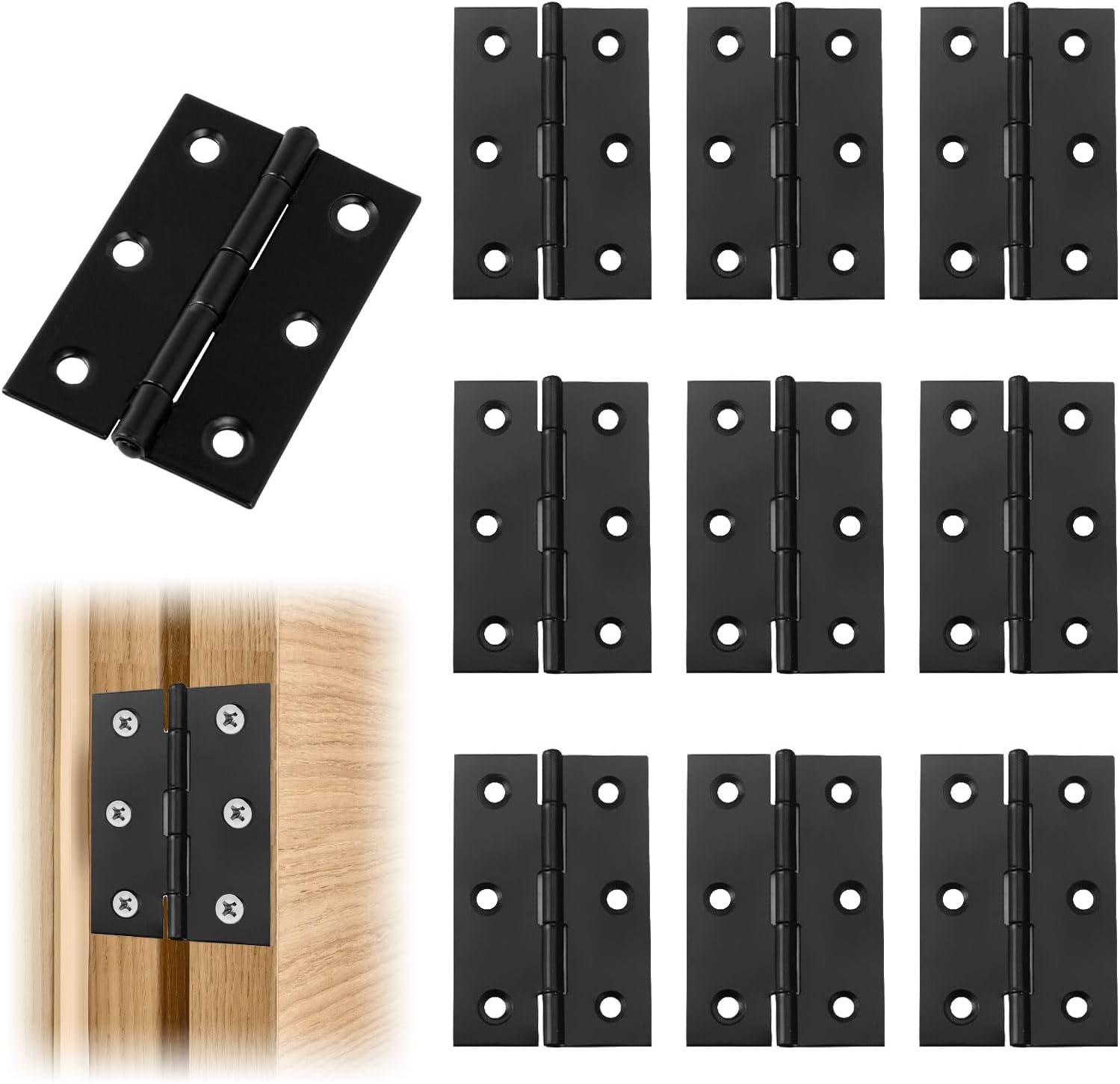 10 Pack 2.5 In/63 mm 201 Stainless Steel Black Door Hinge, Rectangle ...