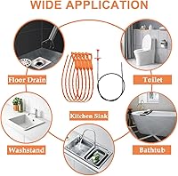 Vista 3 de SDTC Tech Paquete de 6 limpiadores de drenaje de serpiente de 64 pulgadas y removedor de obstrucciones para el cabello de 20 pulgadas, recuperador