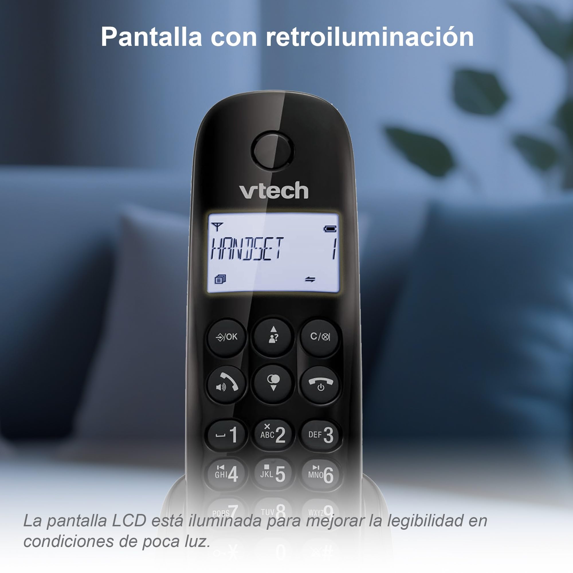 VTech CS1450 Teléfono inalámbrico DECT con contestador automático, función manos libres, bloqueo de llamadas, identificación de llamante/función de llamada en espera,pantalla retroiluminada y modo ECO