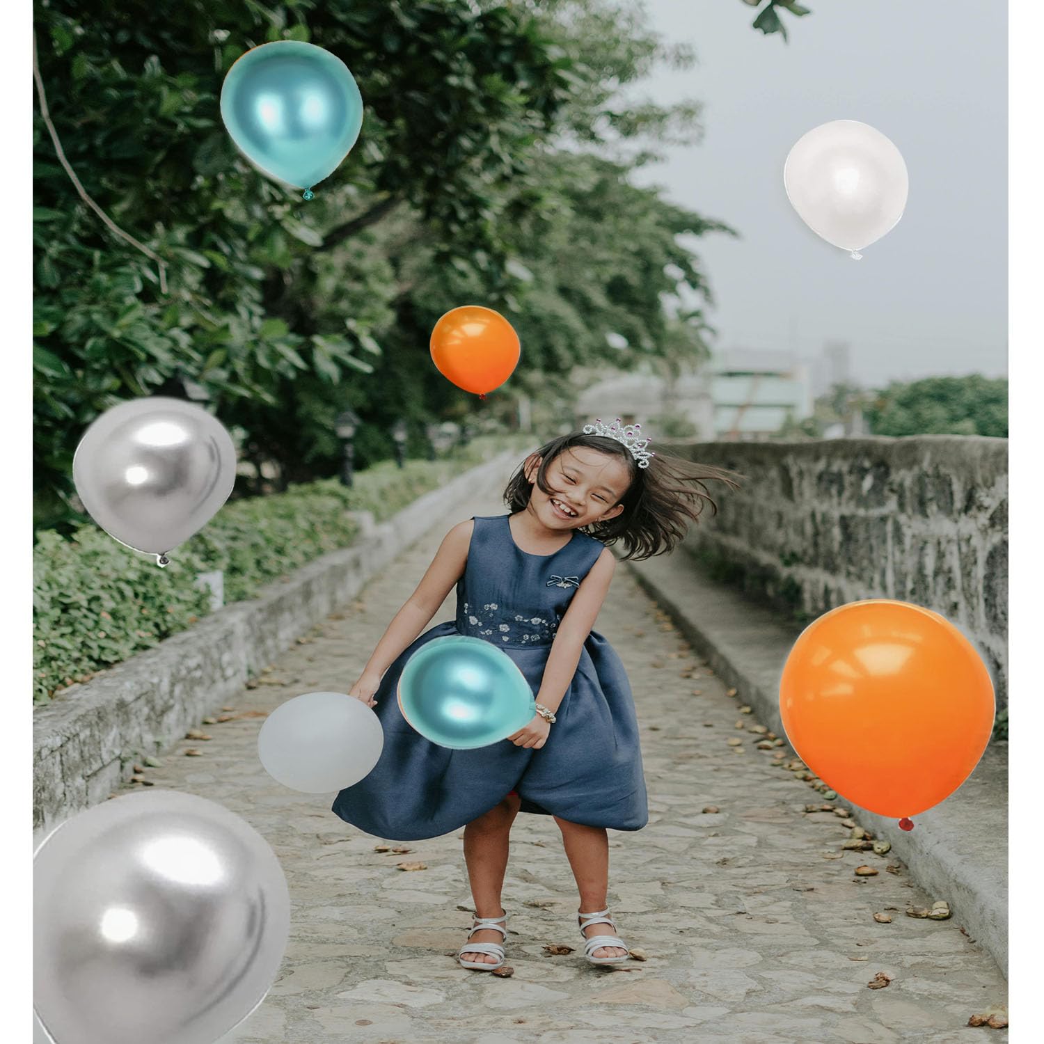 Amazon.com: IGUO Teal Orange Metallic Silver Balloons,Pack of
