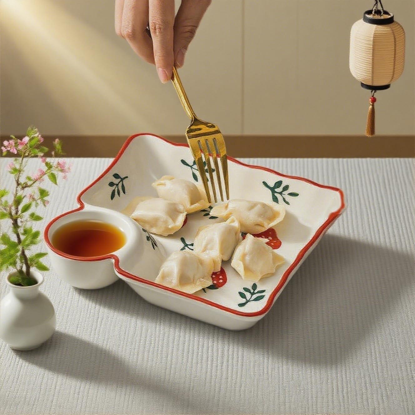 Multi Purpose Appetizer Ceramic Tray Vinegar Bowl Elegant Sushi Cookie Serving Dishes Dipping Sauce Plate for Dumplings French Fries Snacks Homes Restaurants Design Sense Souvenirs