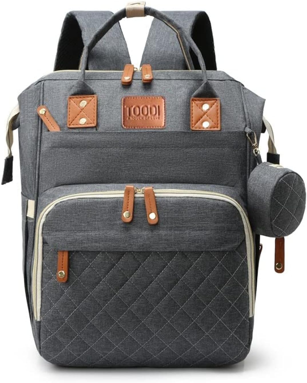 TOODI (Dark Grey) Diaper Backpack, Nappy Tote Large Capacity Bag, for Maternity with USB Charge Port new born, Multifunction Travel & changing bag for Mom & Dad, unisex-adult