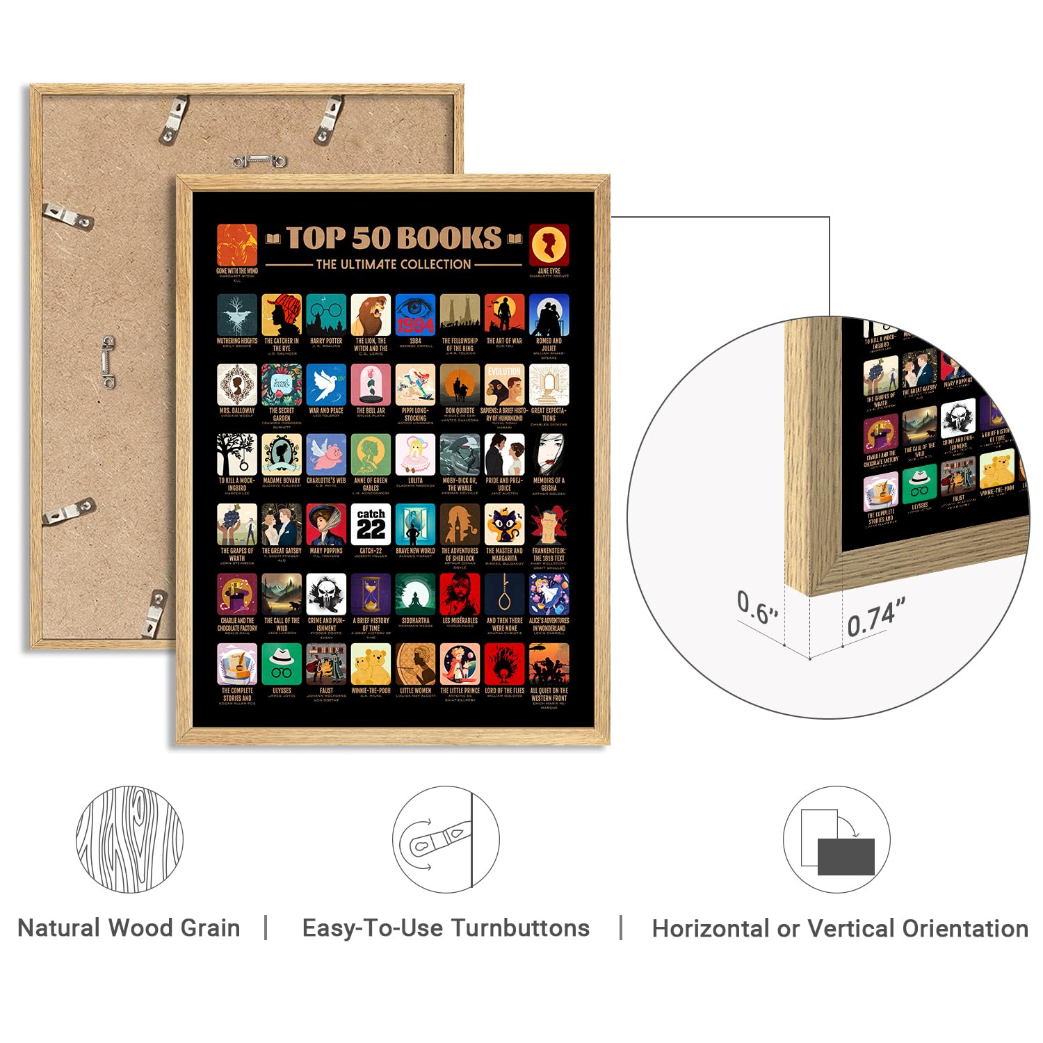 Amazon.com: SIGNWIN Framed Poster Literary Classics Poster - Top