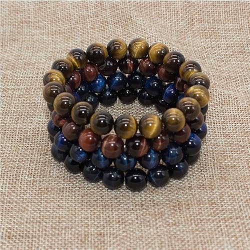 Miniatura 4 de Bivei Pulsera elástica de calidad AA para hombre y mujer, 0.394 pulgadas, piedra preciosa natural de ojo de tigre con cuentas de meditación curativa