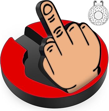 Golf Ball Marker, Middle Finger Ball Marker for Putting Green, Metal Funny Golf Accessories with Magnetic Hat Clip, Gift for Men and Women
