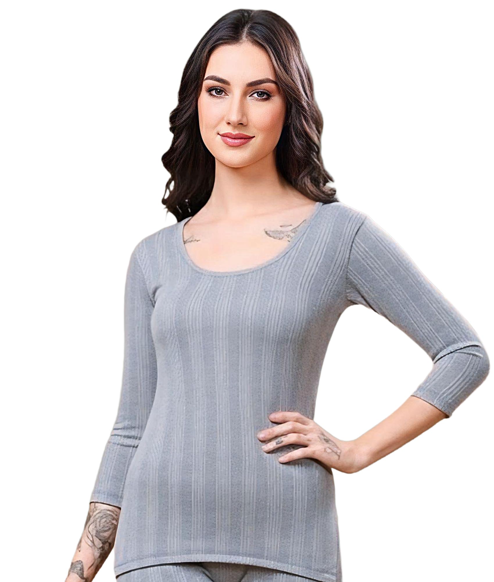 Women's Ribbed Knit Loungewear, 3/4 Sleeve Top, Comfortable Thermal-picture-39