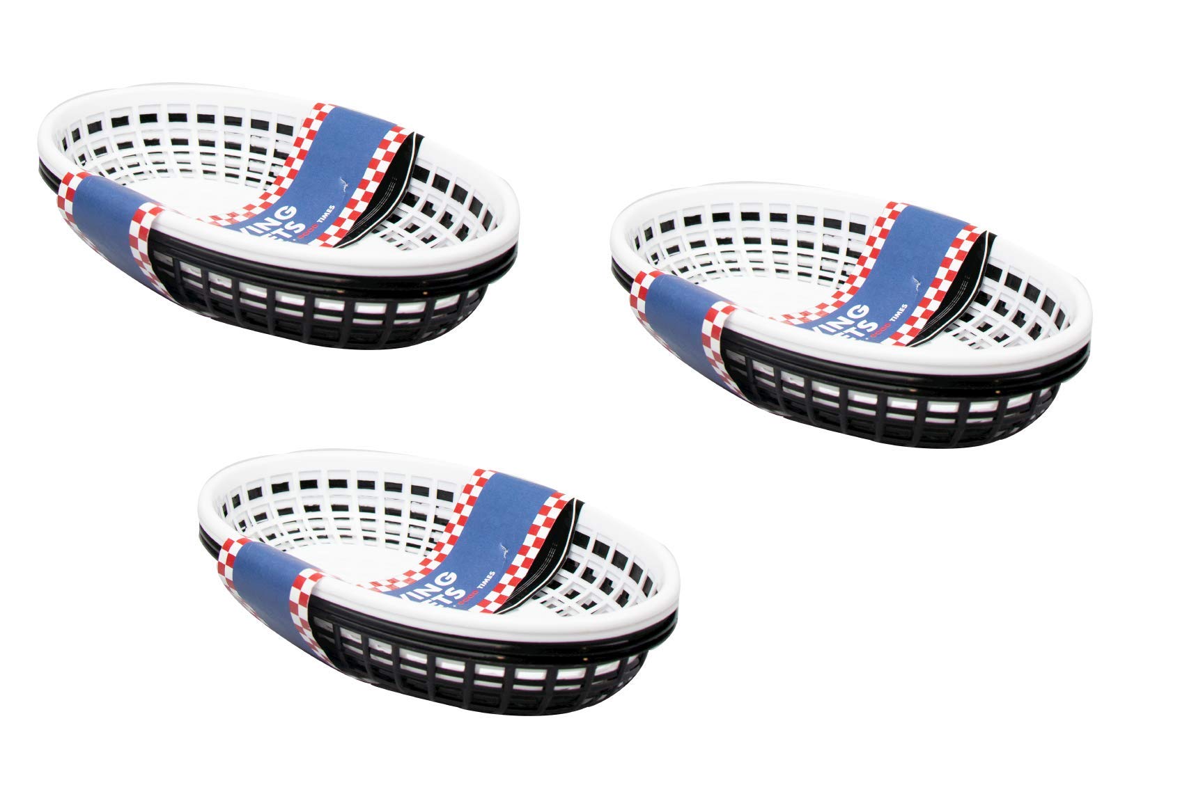 Invero12 Pack of Oval Food Serving Baskets - Ideal for Chips, Fries, Burgers, Sandwiches, Outdoor Picnics, BBQ's, Summer Parties and more