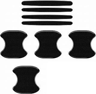 8PCS Car Door Handle Protector, PVC Soft Gel Reflective Door Bowl Stickers, Self-Adhesive Anti-Scratch Paint Protection Film for Car SUV Truck (Black)