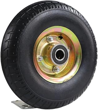DeeRace 10" 3.50-4 Trolley Tire Wheel Flat Free Width 2.6" Professional Repair Parts Replacement for Construction Machinery, Bearing Hole 20mm